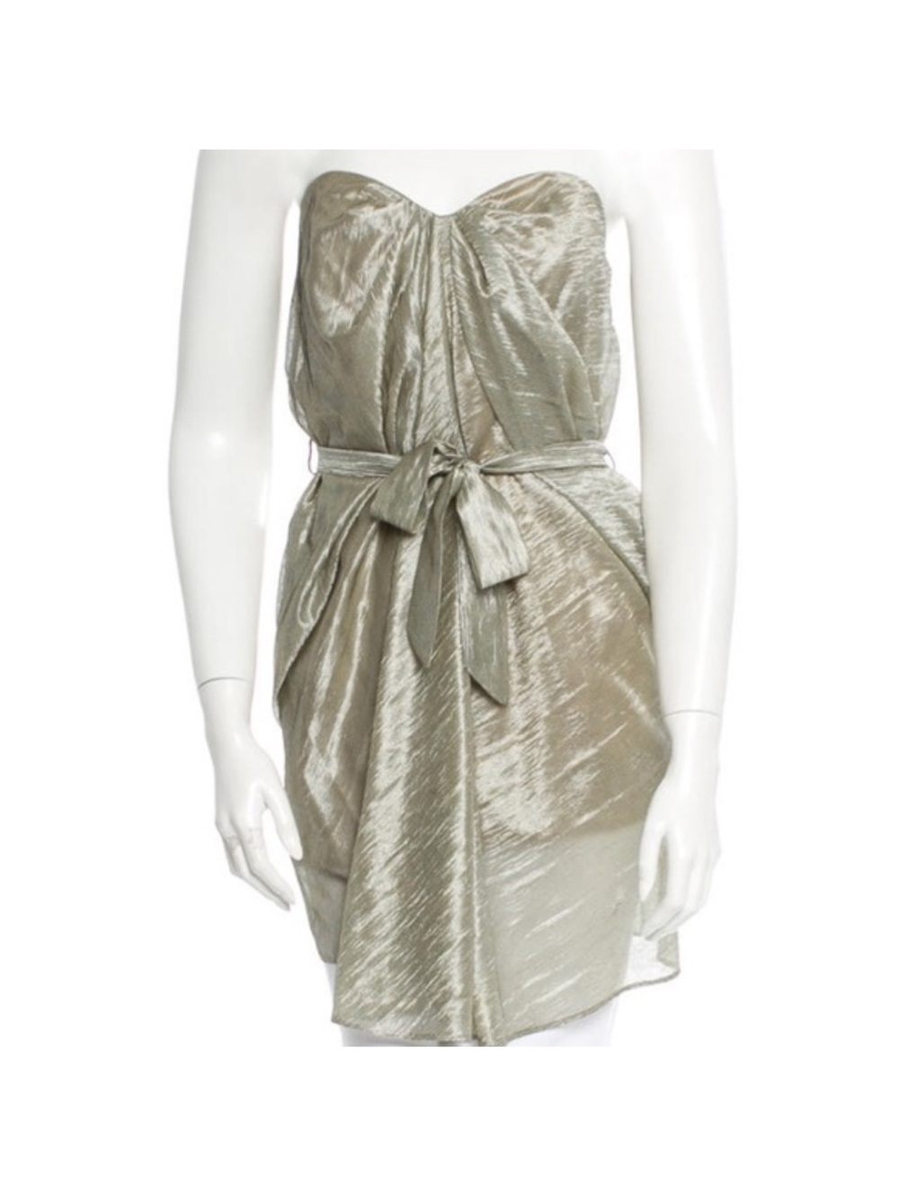 Zimmermann Strapless Shimmery Taupe Tie-Waist Dress size 1